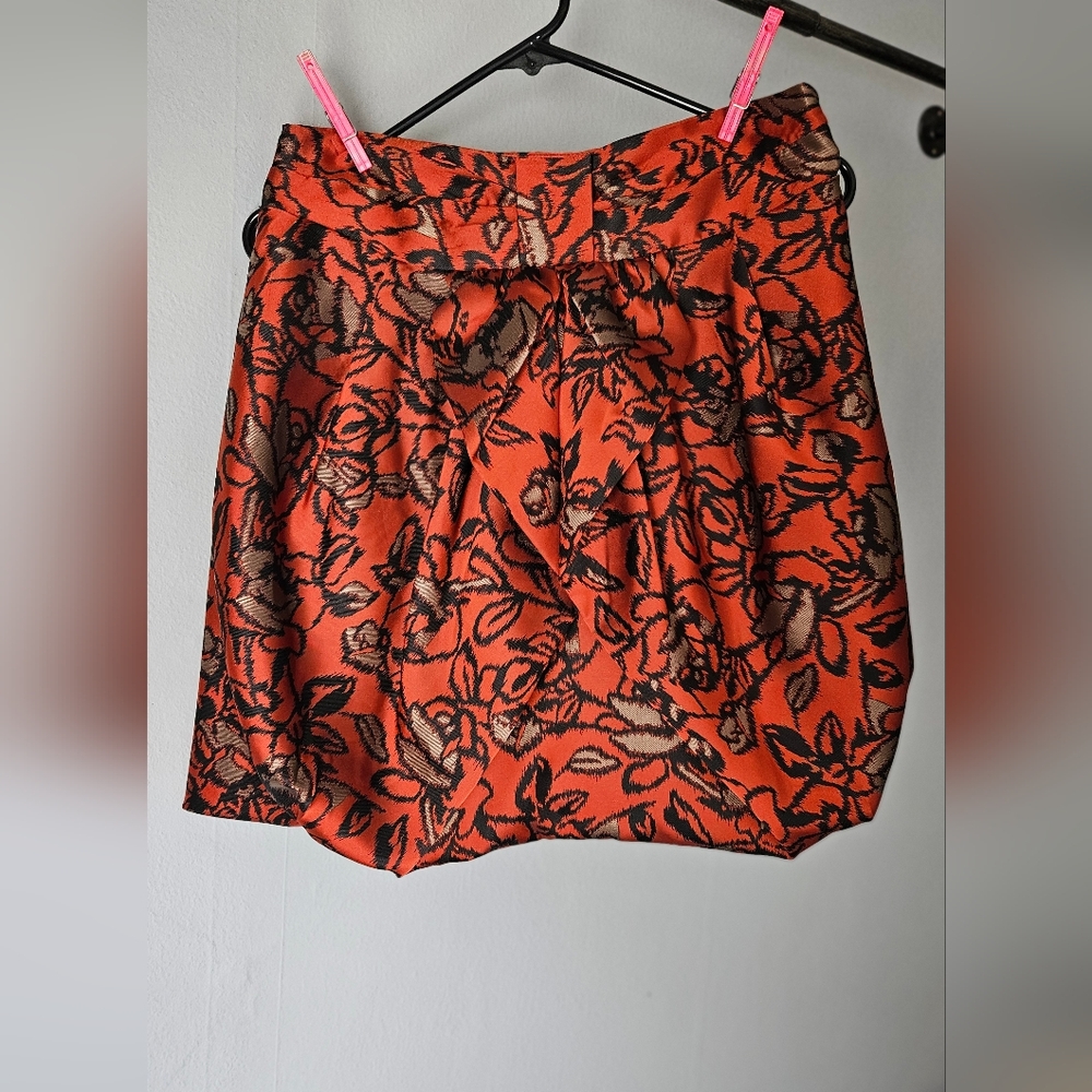 2010s Anthropologie X Eva Franco Red/Black Floral Pattern Skirt